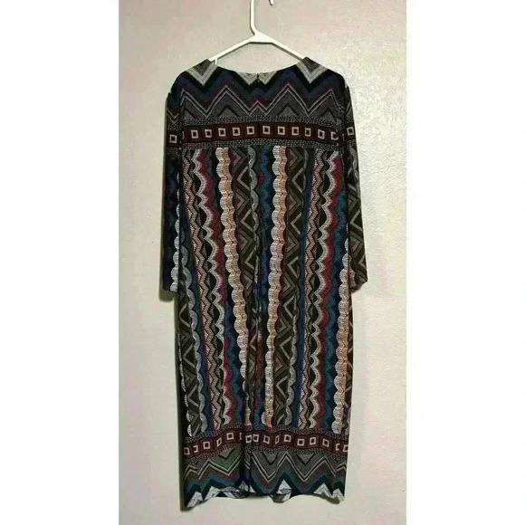 Liz Claiborne Geometric Print Midi Dress Multicolor Plus Size 18 Half Sleeve EUC - Picture 5 of 10